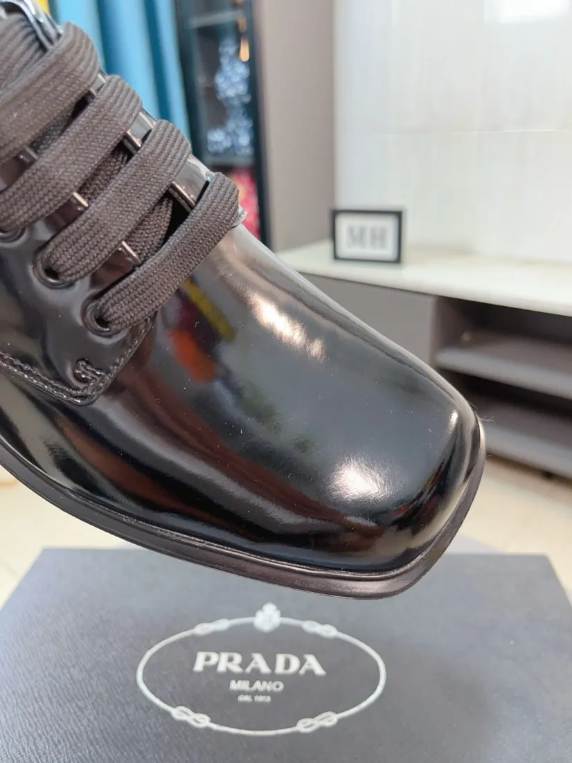 Men's shoes 💰540🌹🌹【PRADA Leather Shoes】Top purchasing agency Original imported Italian custom-made open-edge beaded cowhide leather surface, fully imported water-dyed breathable cowhide lining, original factory special molded sole super comfortable, size: 38-44